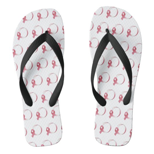 Roze borstkanker linttekening BCA maand Teenslippers (Voetbed)