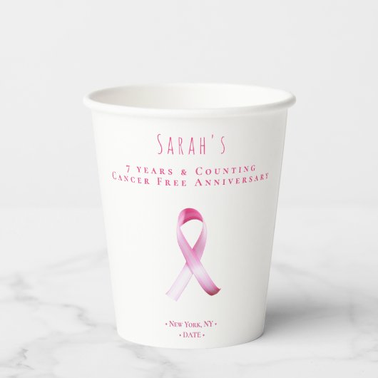 Roze Borstkanker Overlevende Fondsenwervingsfeest Papieren Bekers (Achterkant)