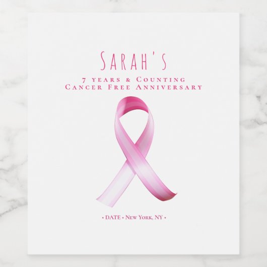 Roze Borstkanker Overlevende Fondsenwervingsfeest Wijn Etiket (Enkel label)