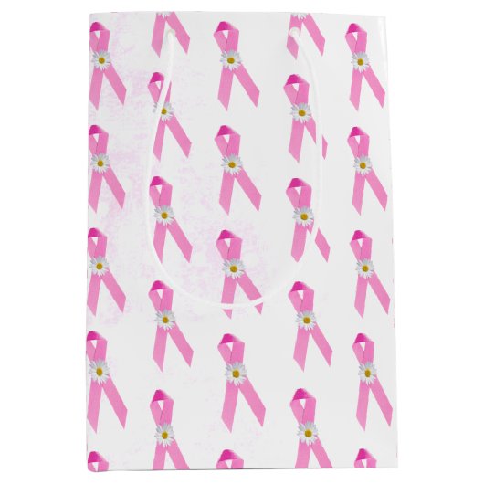 Roze borstkanker Overlevende linten en dagen Medium Cadeauzakje (Voorkant)