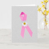 Roze borstkanker Overlevingslint Kaart (Gele Bloem)