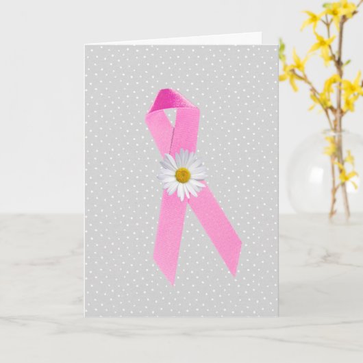 Roze borstkanker Overlevingslint Kaart (Gele Bloem)