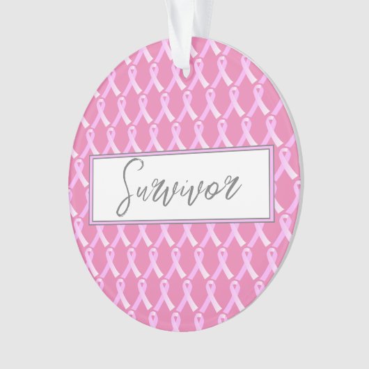 Roze Borstkanker Survivor Ornament (voorkant)