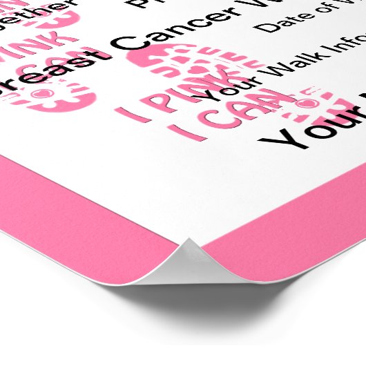 Roze borstkanker Walker Roze I Can Poster (Hoek)