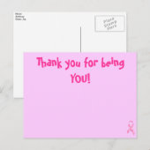 Roze borstkankerlint Dank u Briefkaart (Voorkant / Achterkant)