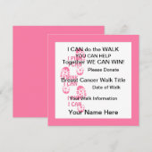 Roze borstkankertest ik roze die ik kan uitnodigen kaart (Voorkant / Achterkant)