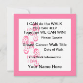 Roze borstkankertest ik roze die ik kan uitnodigen kaart (Voorkant)