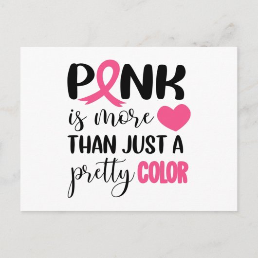 Roze borstkankerwaarschuwing lint briefkaart (Voorkant)