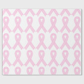 Roze borstkankerwaarschuwing lint cadeaupapier (Vlak)