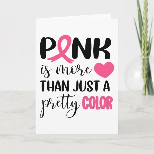 Roze borstkankerwaarschuwing lint kaart (Voorkant)