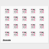 Roze borstkankerwaarschuwing lint ronde sticker (Vel)