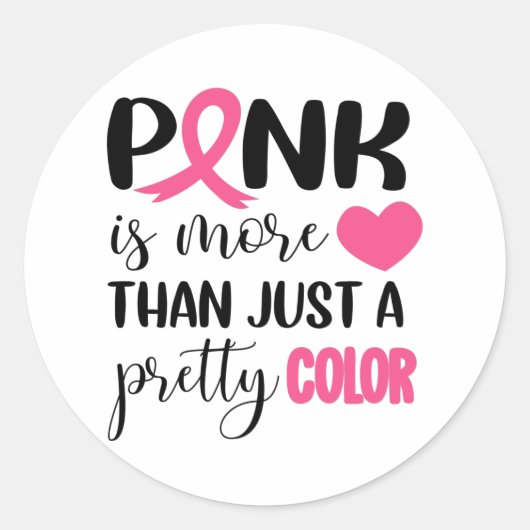 Roze borstkankerwaarschuwing lint ronde sticker (Voorkant)