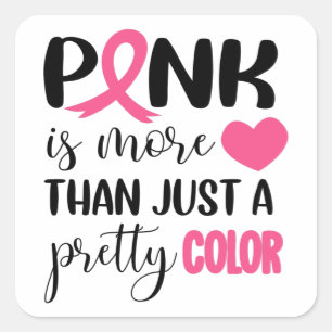 Roze borstkankerwaarschuwing lint vierkante sticker