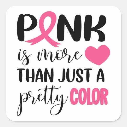Roze borstkankerwaarschuwing lint vierkante sticker (Voorkant)