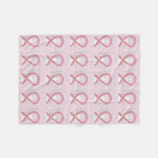 Roze borstkankerwaarschuwing Ribbon Fleece Blanket (Voorkant (Horizontaal))