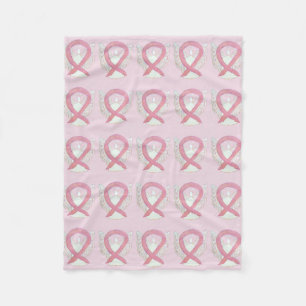 Roze borstkankerwaarschuwing Ribbon Fleece Blanket Deken