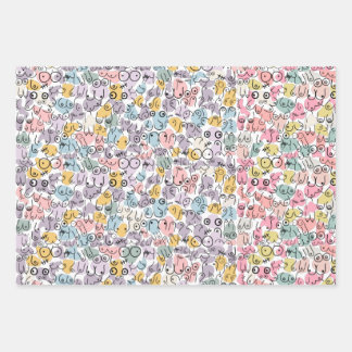 roze borstontwerp inpakpapier vel