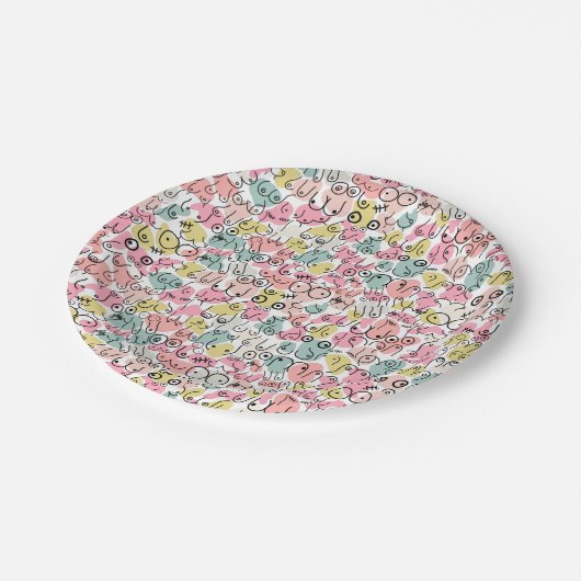 roze borstontwerp papieren bordje (Gekanteld)