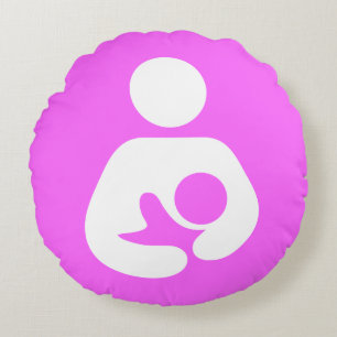Roze borstvoedingspictogram rond kussen