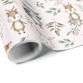 Roze bos Bossen Birthday Baby shower Cadeaupapier (Rol Hoek)