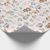 Roze bos Bossen Birthday Baby shower Cadeaupapier (Hoek)