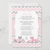 Roze bos dierlijk baby shower - Dank u wel Kaart (Voorkant)
