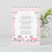 Roze bos dierlijk baby shower - Dank u wel Kaart (Staand voorkant)