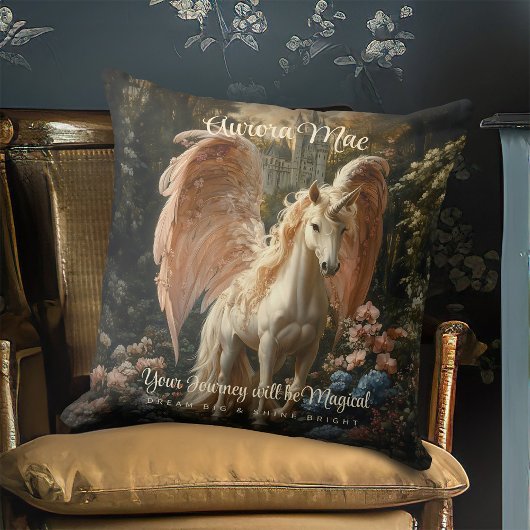 Roze Bos Eenhoorn Pegasus Woud Magisch Paard Kussen