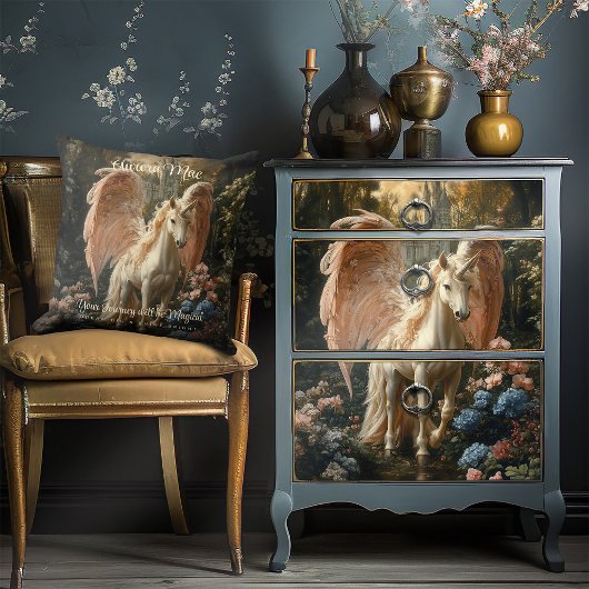 Roze Bos Eenhoorn Pegasus Woud Magisch Paard Kussen