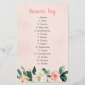 Roze bos Floral Baby Word Scramble Game (Achterkant)