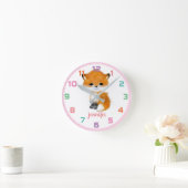 Roze bos Fox kleurrijke Kinder wandklok (Huis)