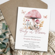 Roze bos paddenstoel baby in bloei baby shower