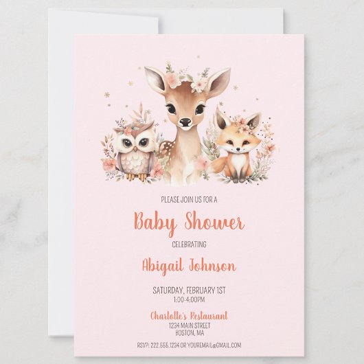 Roze Bos Winter Wonderland Baby Shower Kaart