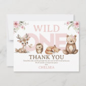 Roze bosbende Wild One 1e verjaardag bedankkaart Kaart (Voorkant)