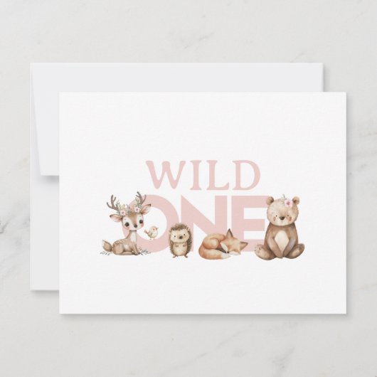 Roze bosbende Wild One 1e verjaardag bedankkaart Kaart (Achterkant)
