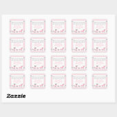 Roze bosdier baby shower gunst sticker (Vel)