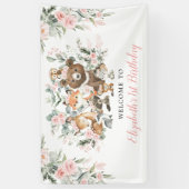 Roze bosrijke bosjes Girls Birthday Spandoek (Verticaal)