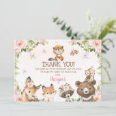 Roze bosrijke dieren Hartelijk dank Kaart (Staand voorkant)