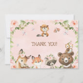Roze bosrijke dieren Hartelijk dank Kaart (Achterkant)