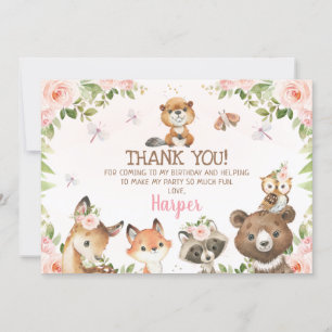 Roze bosrijke dieren Hartelijk dank Kaart