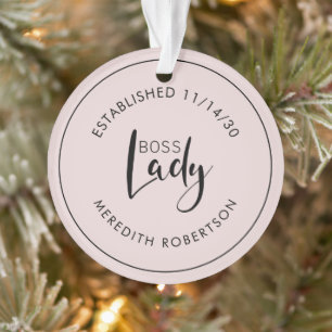 Roze Boss Lady Logo Oprichtingsdatum Ornament
