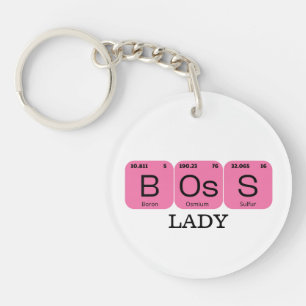 Roze Boss Lady Periodiek Tafelelement Sleutelhanger