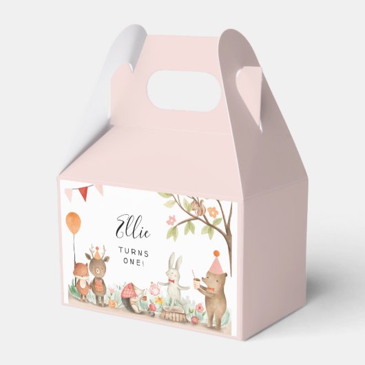 Roze bossen dieren Birthday Favor Box Bedankdoosjes (Voorkant Zijde)