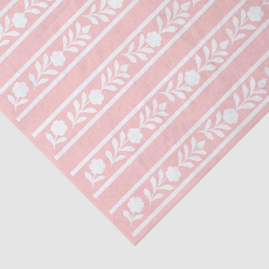 Roze Bot Inlegwerk Bloemenrand Decoupage Papier (Detail)