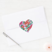 Roze Botanisch Bloemen Patroon Hart Sticker (Envelop)