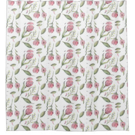 Roze botanisch douchegordijn