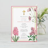 Roze botanisch en goudblaasjes met kerstmis kaart (Staand voorkant)