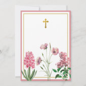 Roze botanisch en goudblaasjes met kerstmis kaart (Achterkant)