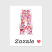 Roze botanisch monogram bloem letter A initiaal Sticker (Vel)