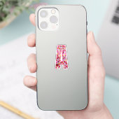 Roze botanisch monogram bloem letter A initiaal Sticker (Telefoon)